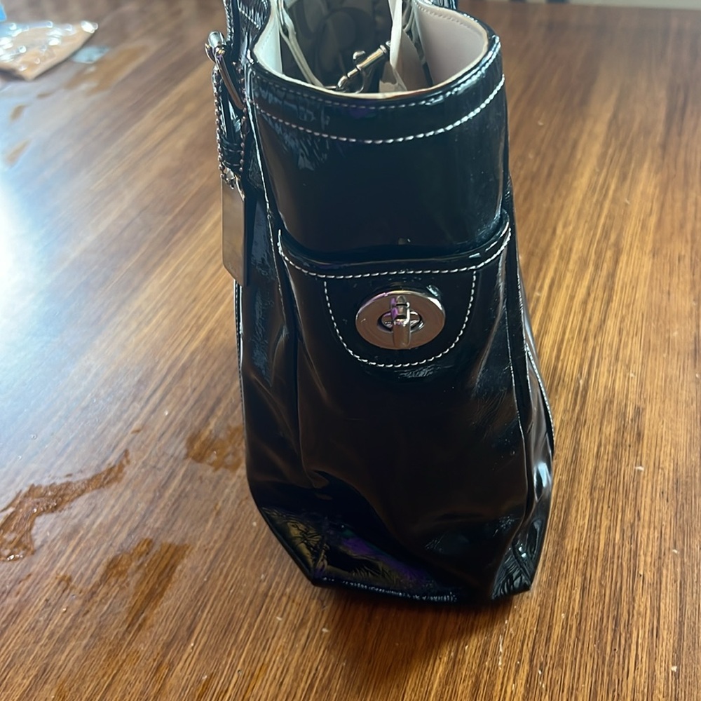 Coach Black Patent Leather Tote - Picture 3 of 11